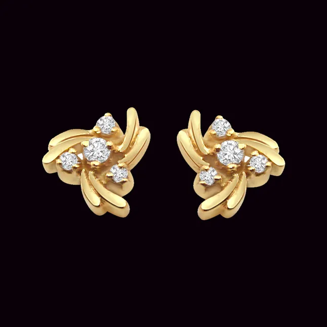 Buy Simple And Sweet Real Diamond Earrings Online - Surat Diamond