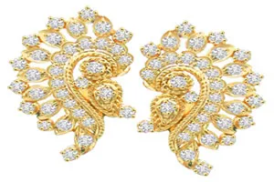 Golden Sparkling Stars Diamond Real Indian Beauty Earrings -Designer Earrings