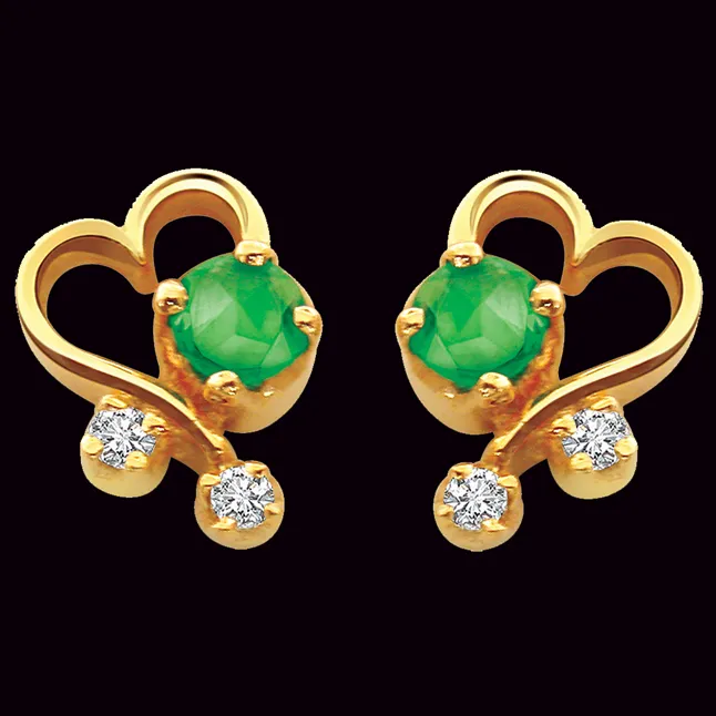 Green Beauty - Real Diamond Heart Shape Earrings (ER66)