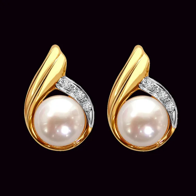 Shining Sitara Diamond Pearl Girl Earrings -Designer Earrings