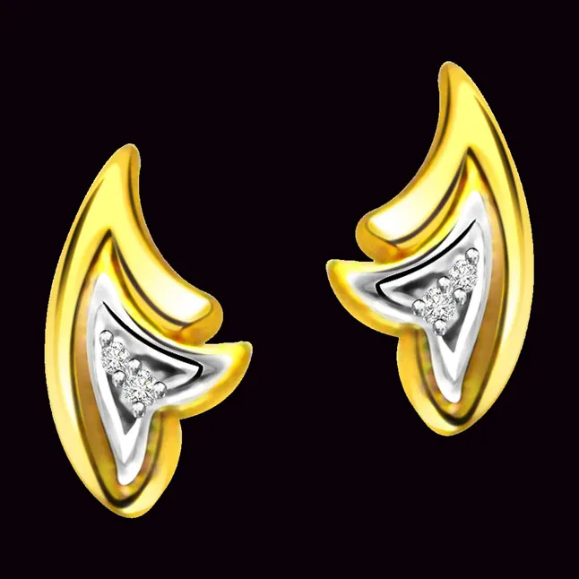 Starry Eyes - Real Diamond Two Tone Earrings (ER76)
