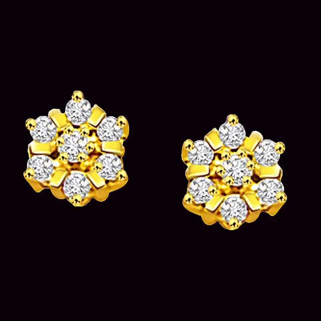 Floral Grace - Real Diamond Flower Shape Earrings (ER78)
