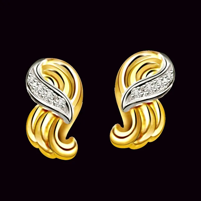 Graceful Girl - Real Diamond Two Tone Earrings (ER87)