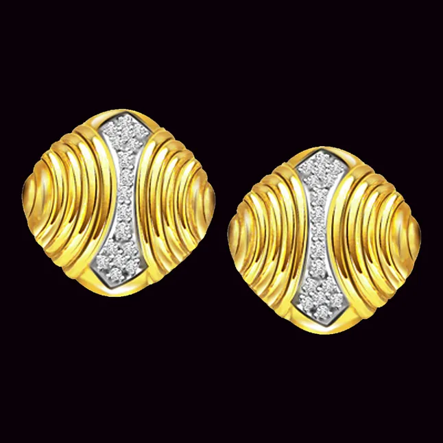 Diamond Drops - Real Diamond Two Tone Earrings (ER89)