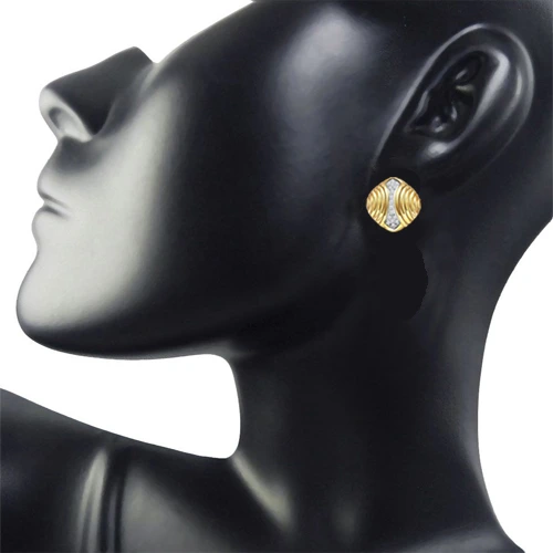 Diamond Drops - Real Diamond Two Tone Earrings (ER89)