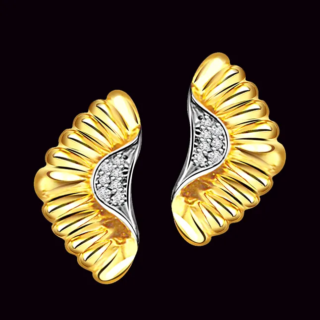 Ornate Adornments - Real Diamond Two Tone Earrings (ER90)