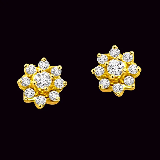 Timeless two - Real Diamond Flower Shape Earrings (ER98)