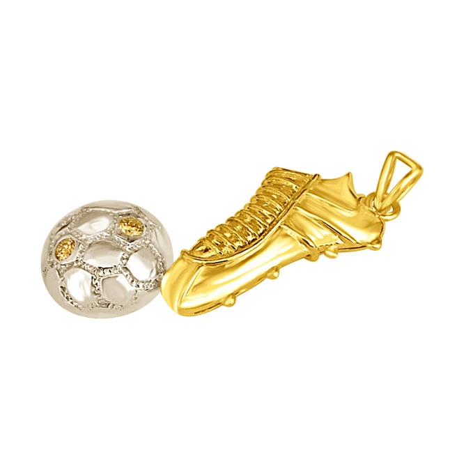 For the Quarterback:Golden Shoe with Diamond Football -Sport Collection