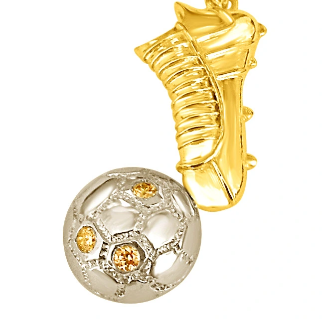 For the Quarterback:Golden Shoe with Diamond Football -Sport Collection