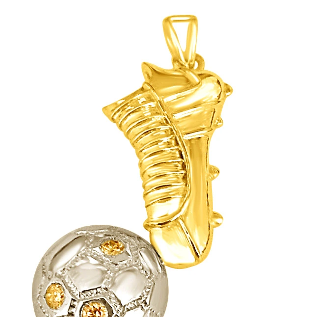 For the Quarterback:Golden Shoe with Diamond Football -Sport Collection