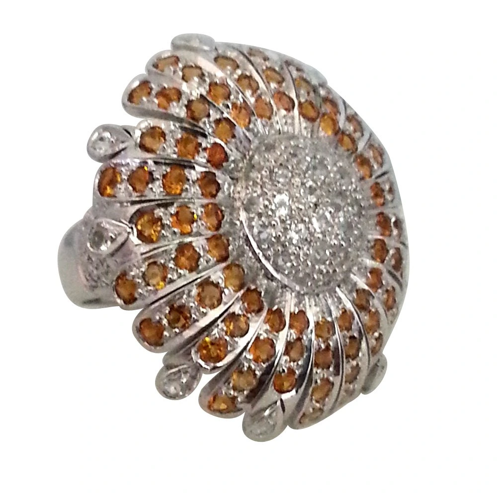 4.87 ct Citrin & Topaz Sunflower Ring in Silver for Lady love (GSR12)
