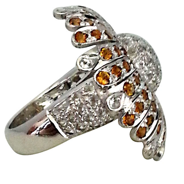 4.87 ct Citrin & Topaz Sunflower Ring in Silver for Lady love (GSR12)