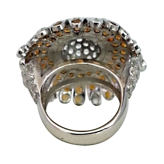 4.87 ct Citrin & Topaz Sunflower Ring in Silver for Lady love (GSR12)