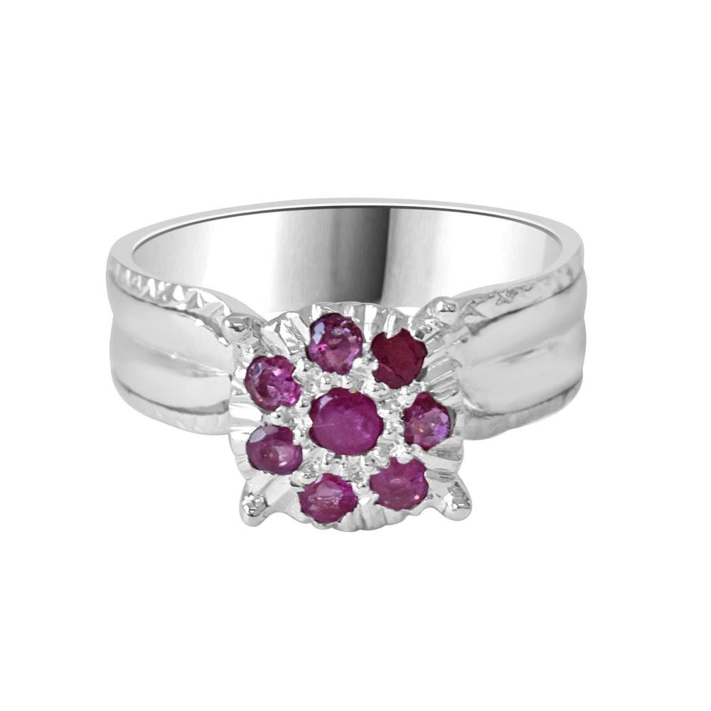 Silver Rose Real Ruby Ring in Sterling Silver (GSR48)