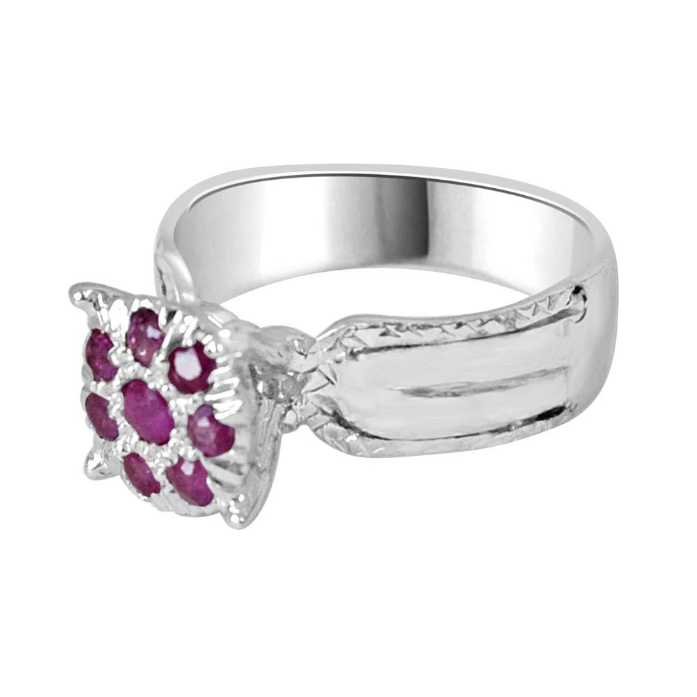 Silver Rose Real Ruby Ring in Sterling Silver (GSR48)