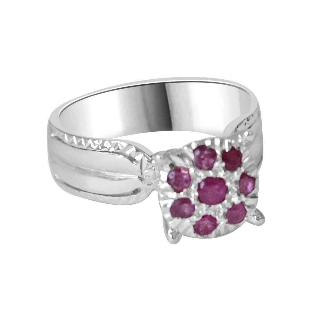 Unlock the Essence of Timeless Elegance: The Silver Rose Real Ruby Ring (GSR48)