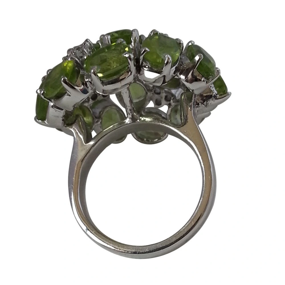 Luminous Charm: Vibrant Peridot & Twinkling Topaz Wonderland Ring (GSR4)