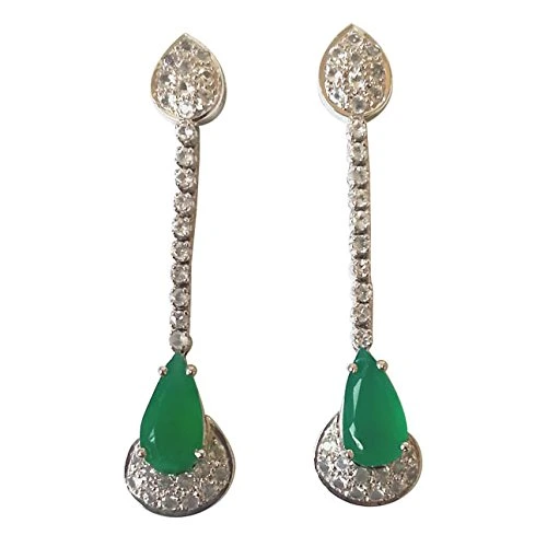 Glamourous Green Onyx Drop Earrings (GSR5)