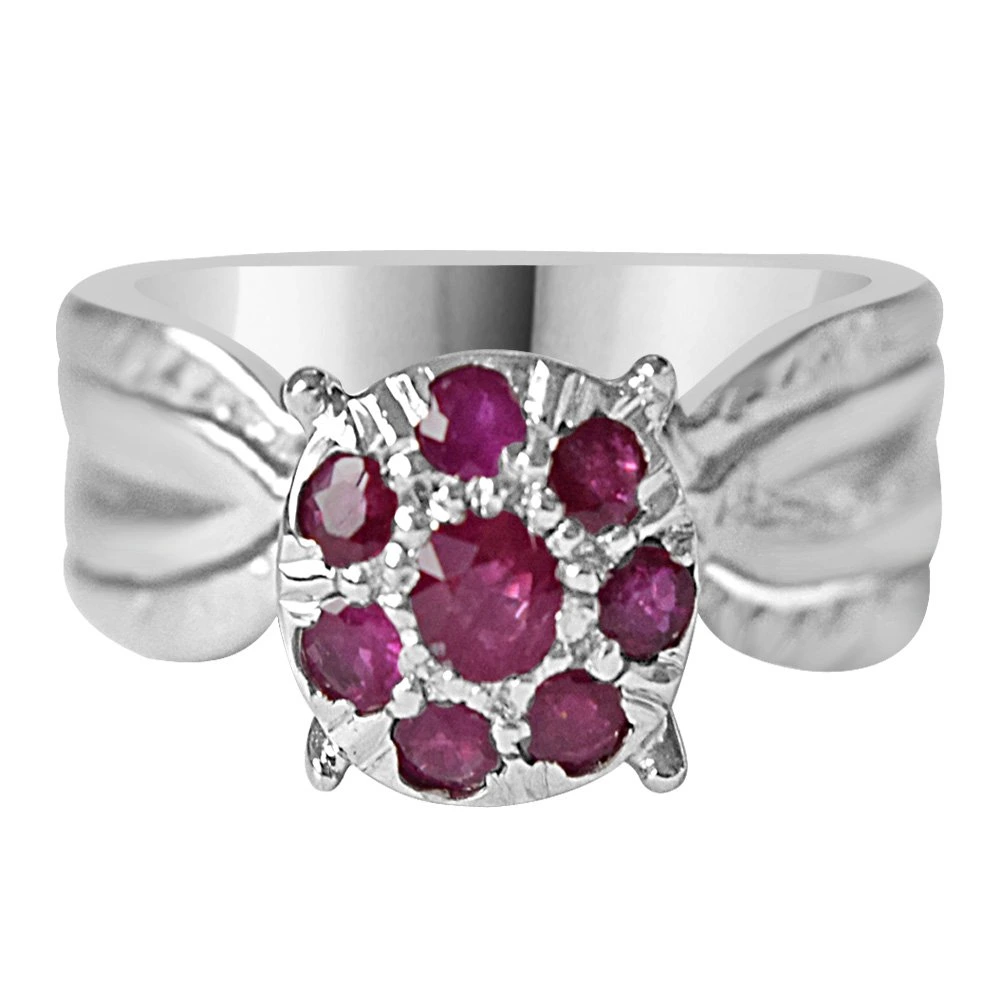 Real Red Ruby and 925 Silver Engagement Wedding Rings for your Love (GSR51)