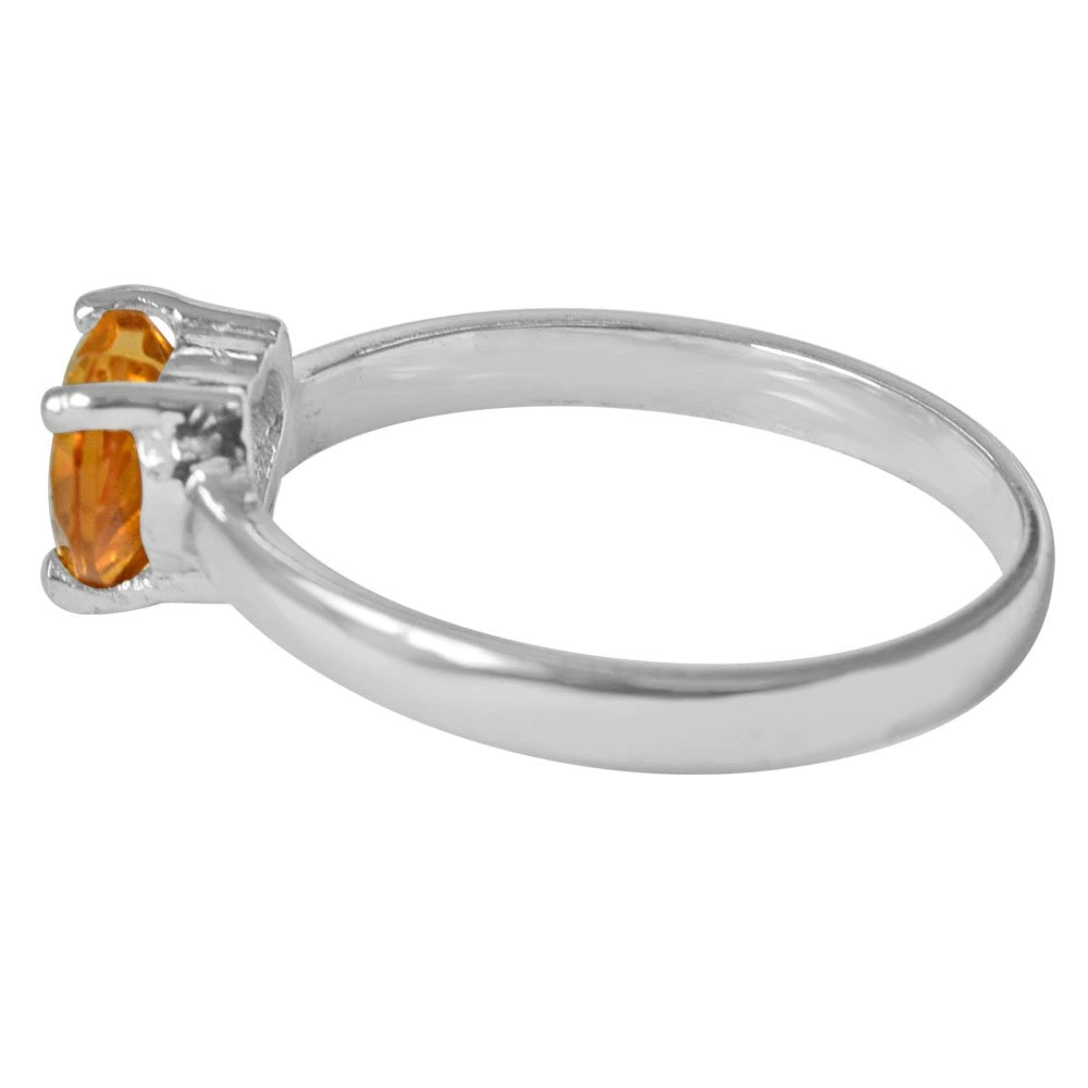 70 cents Heart Shaped Golden Topaz Solitaire Sterling 925 Silver Ring (GSR52)