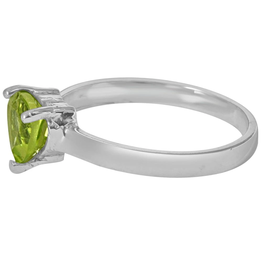 1.00 cts Trillion Green Solitaire Peridot 925 Silver Ring (GSR54)