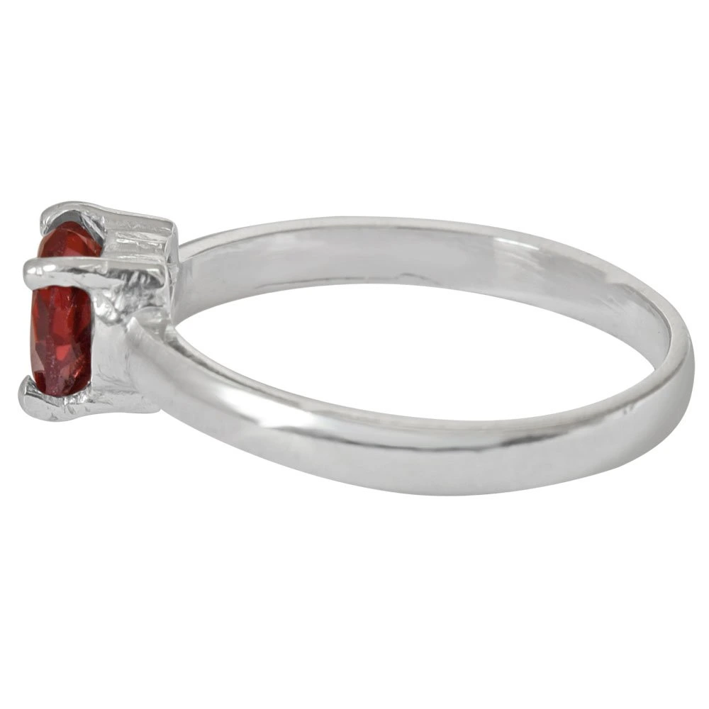 1.00 cts Heart Red Solitaire Garnet 925 Silver Ring (GSR55)