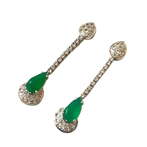 Glamourous Green Onyx Drop Earrings (GSR5)