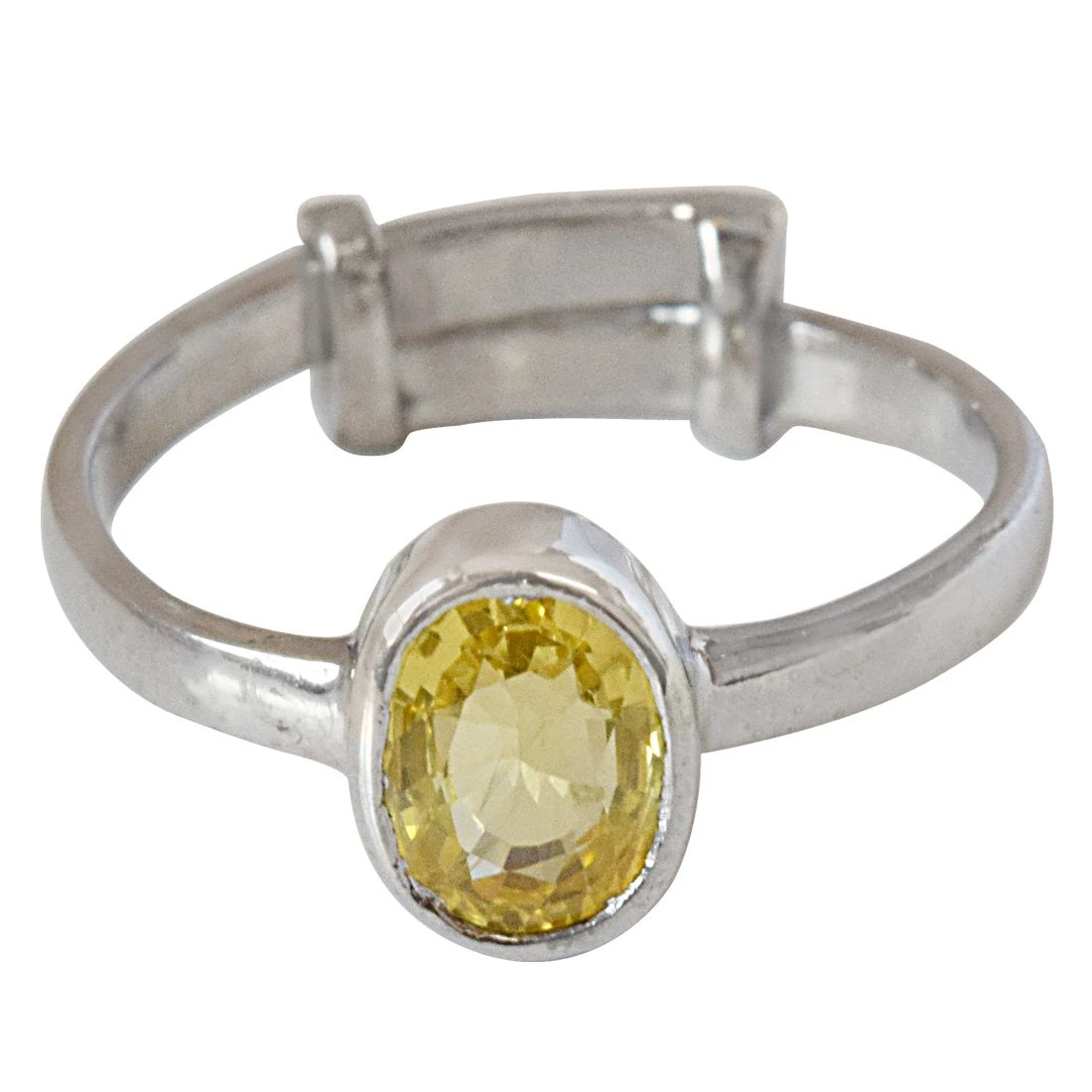 1.23cts Oval Yellow Sapphire and 925 Silver Adjustable Ring for Women (GSR61)