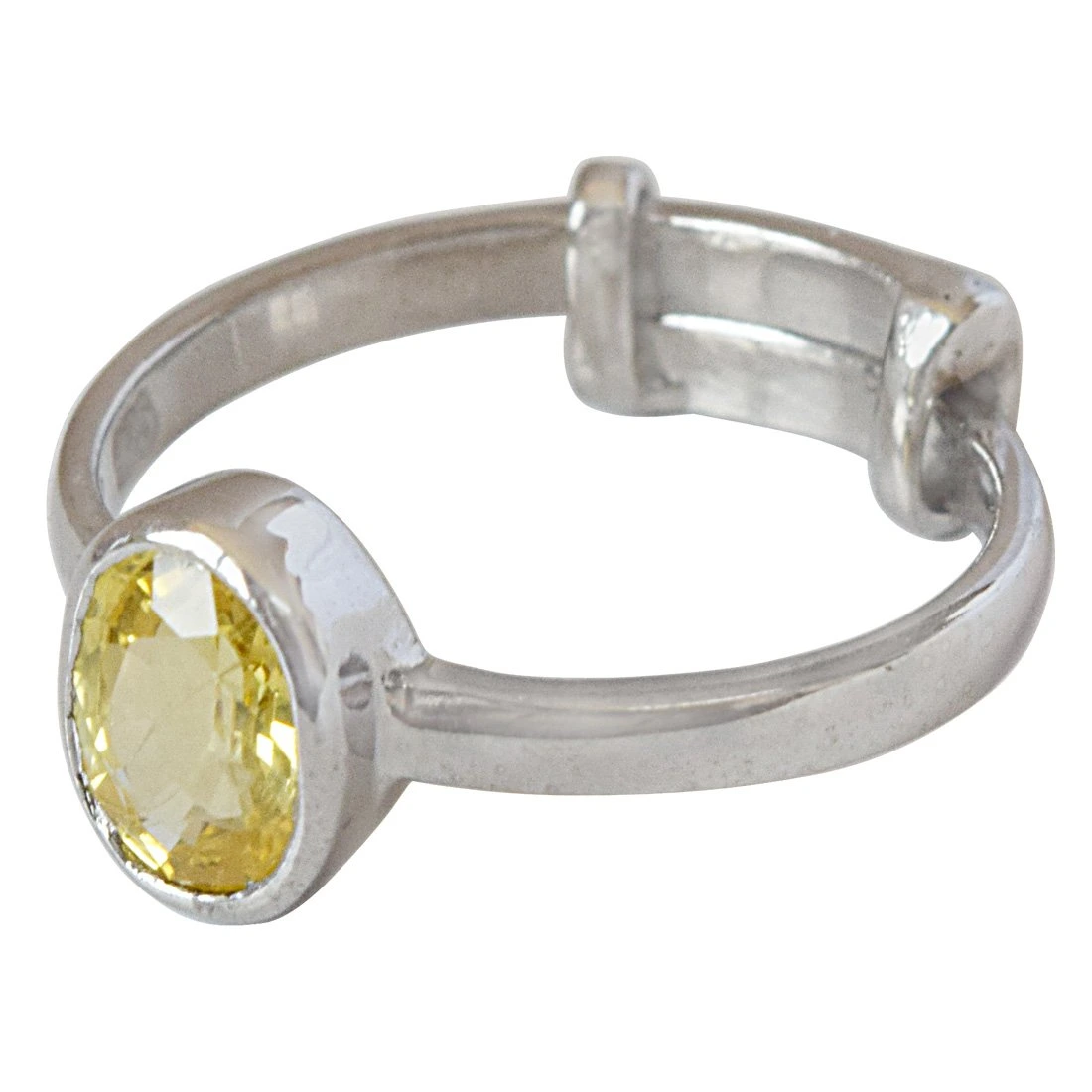 1.23cts Oval Yellow Sapphire and 925 Silver Adjustable Ring for Women (GSR61)