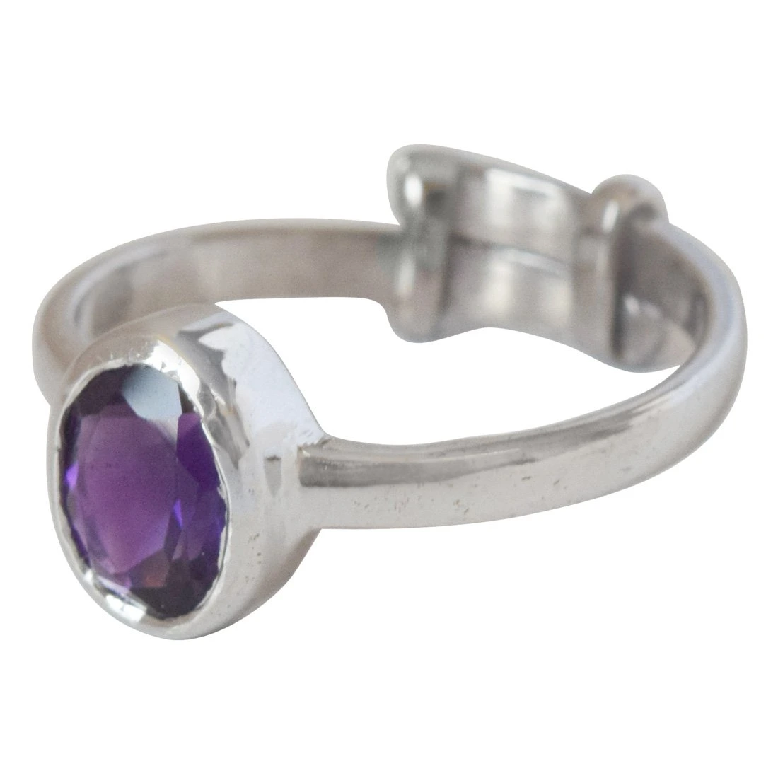 1.07cts Oval Faceted Purple Amethyst and 925 Silver Astrological Ring (GSR62)