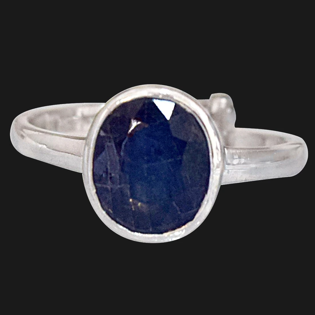 5.69cts Oval Blue Sapphire and 925 Silver Adjustable Ring (GSR63)