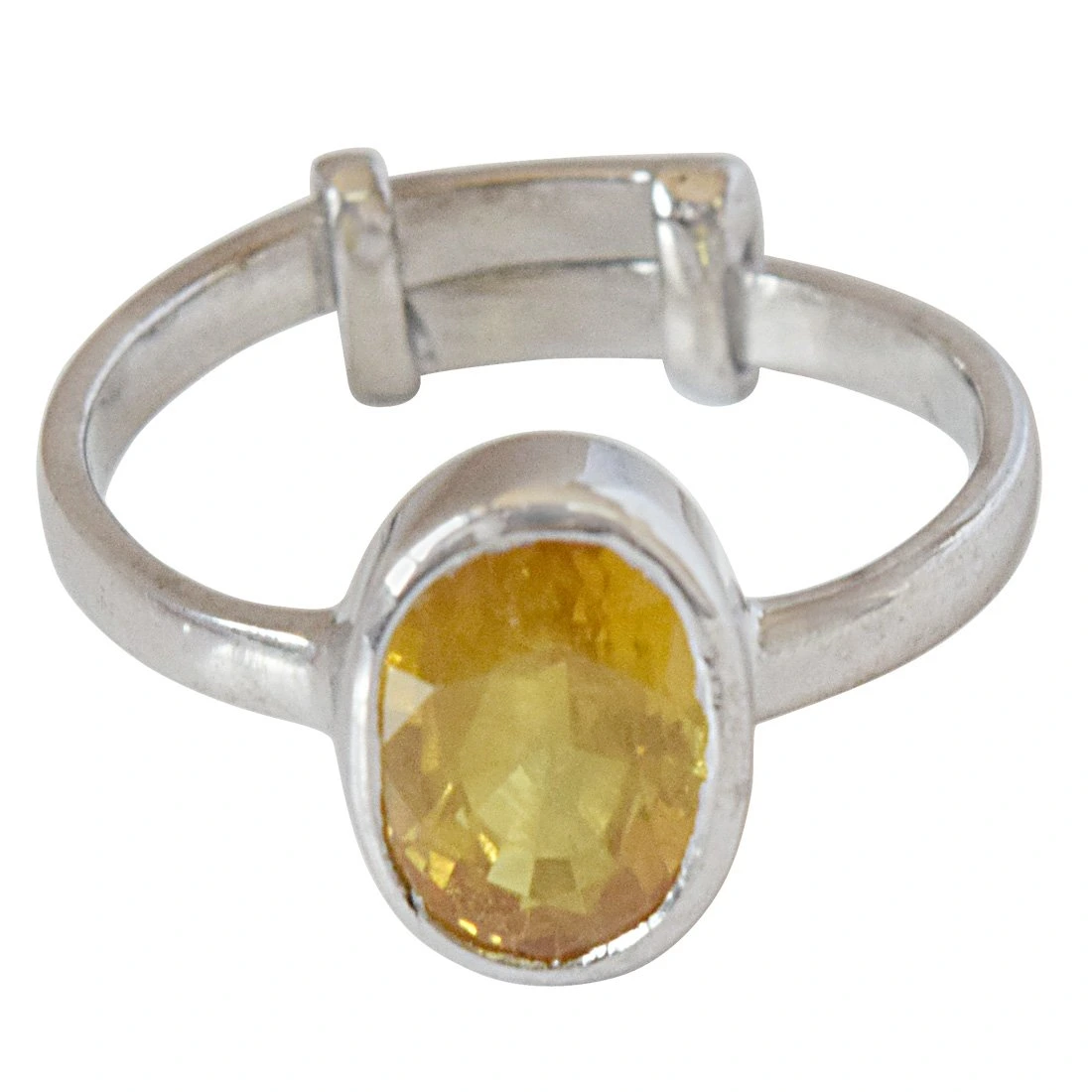 2.72cts Oval Yellow Pokhraj and 925 Silver Adjustable Ring for Women (GSR64)