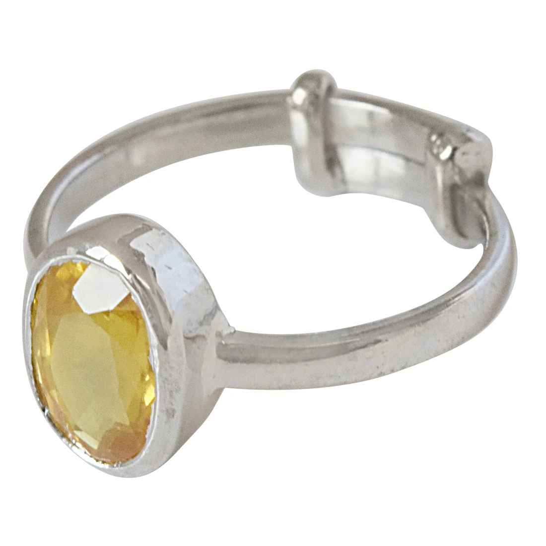 2.72cts Oval Yellow Pokhraj and 925 Silver Adjustable Ring for Women (GSR64)