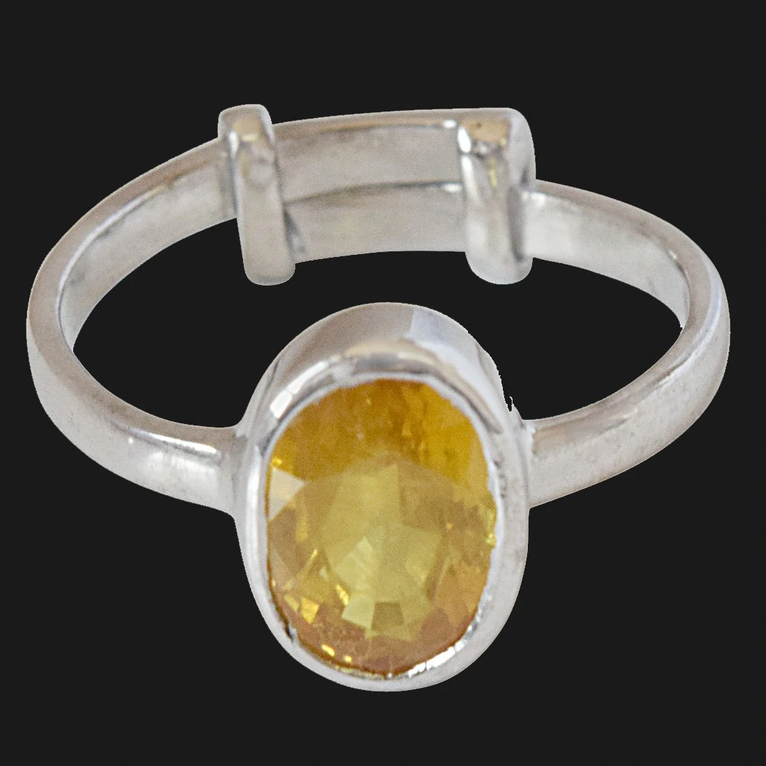 2.72cts Oval Yellow Pokhraj and 925 Silver Adjustable Ring for Women (GSR64)