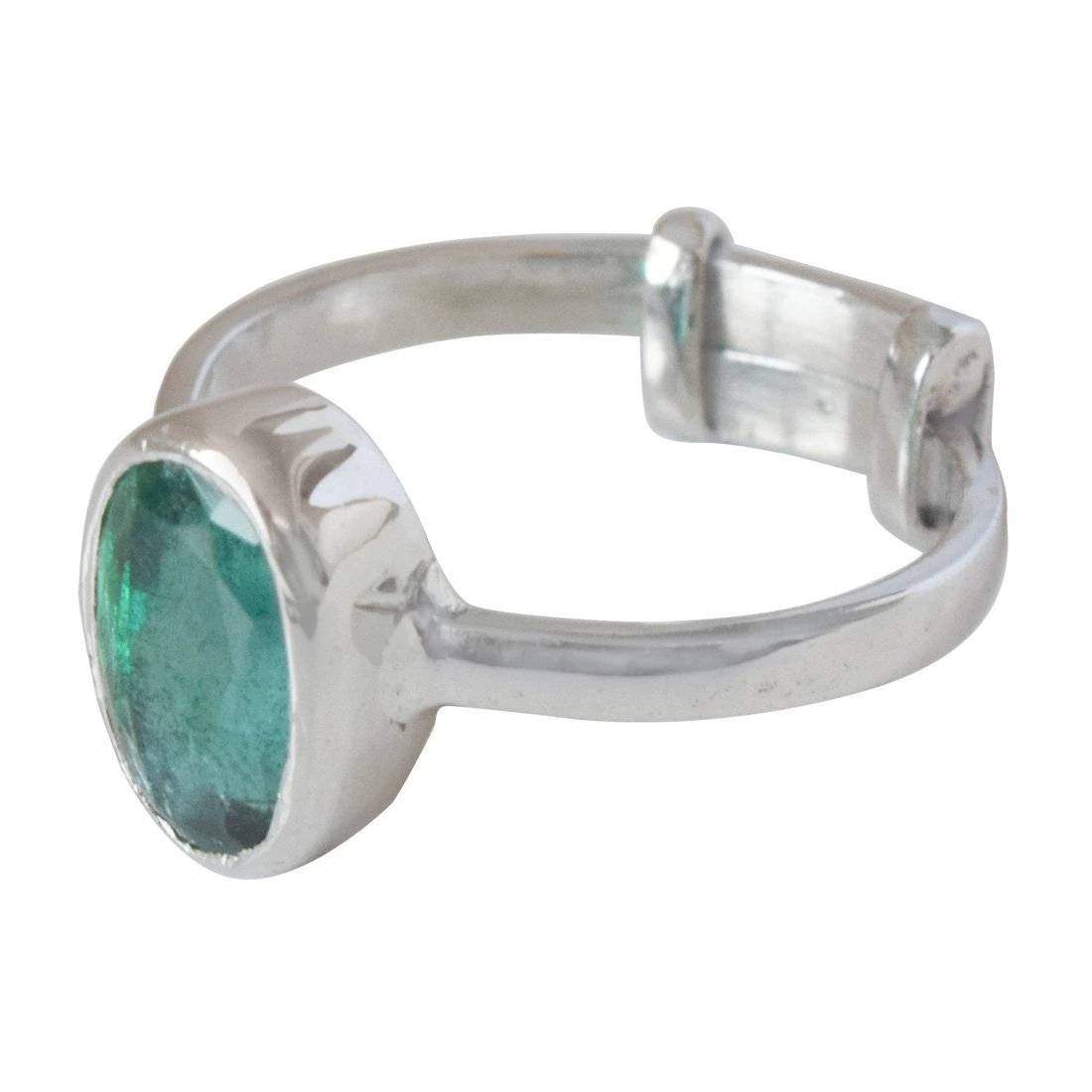 2.14cts AA Grade Green Oval Emerald and 925 Silver Adjustable Ring (GSR68)