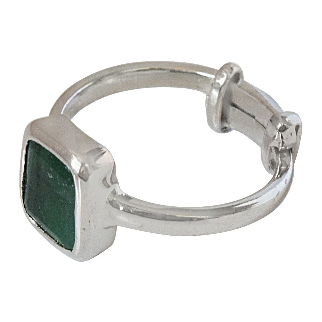 2.81cts Square Green Emerald and 925 Silver Adjustable Ring (GSR69)