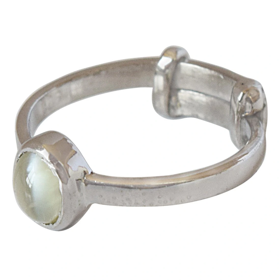 0.95 cts Round Cat's Eye and 925 Silver Adjustable Ring (GSR70)