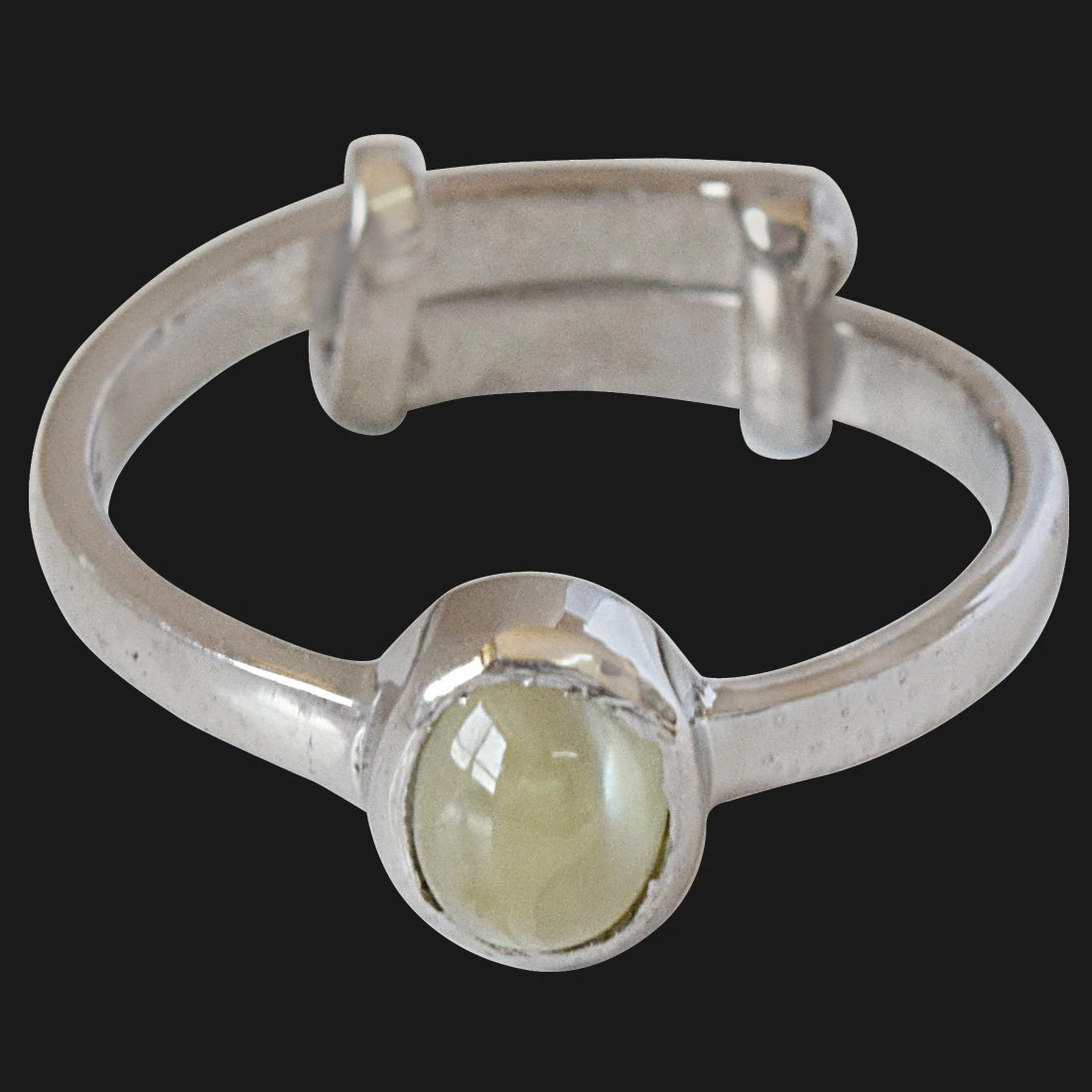 0.95 cts Round Cat's Eye and 925 Silver Adjustable Ring (GSR70)