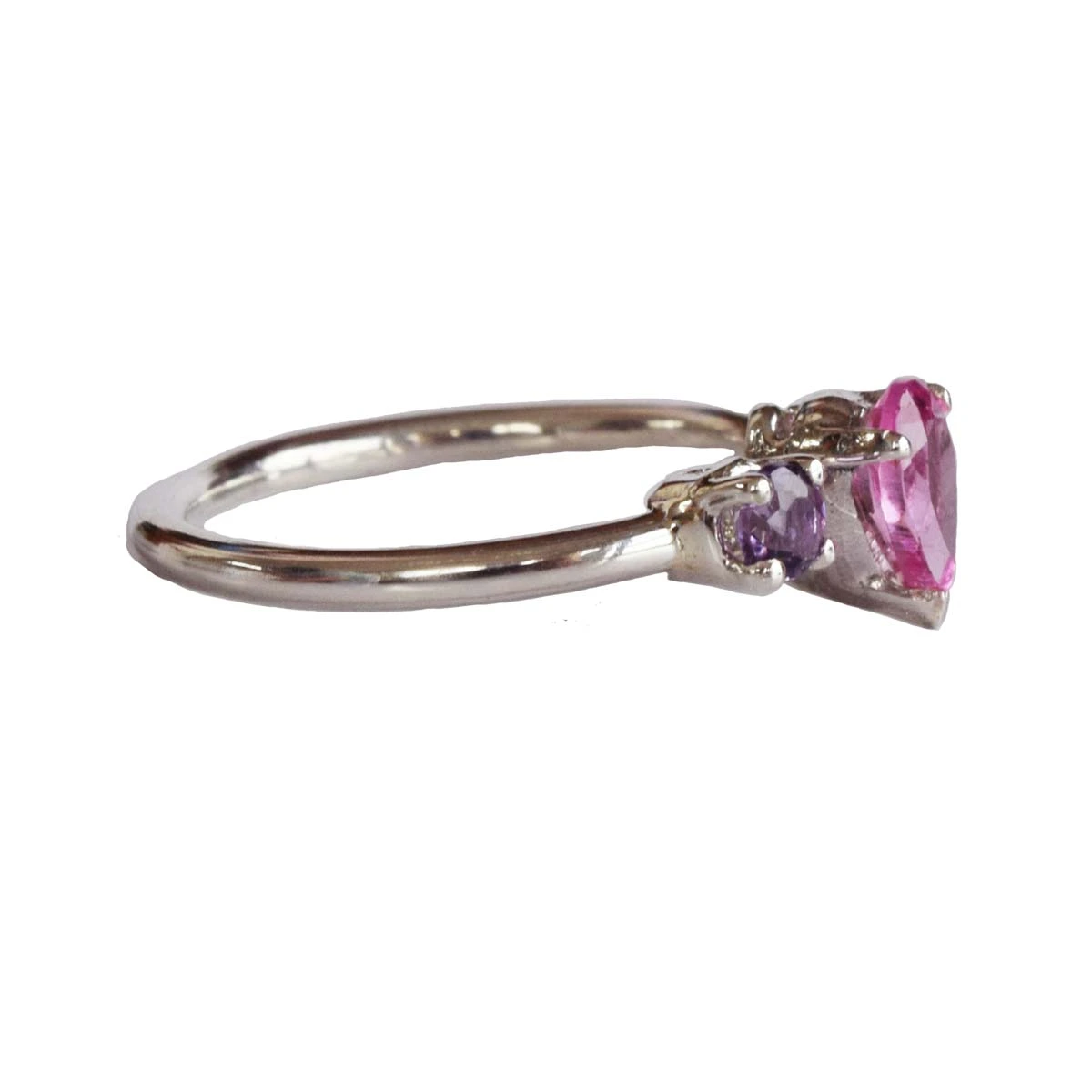 Pear Pink Tourmaline and Purple Amethyst 925 Sterling Silver Ring for Women (GSR71)