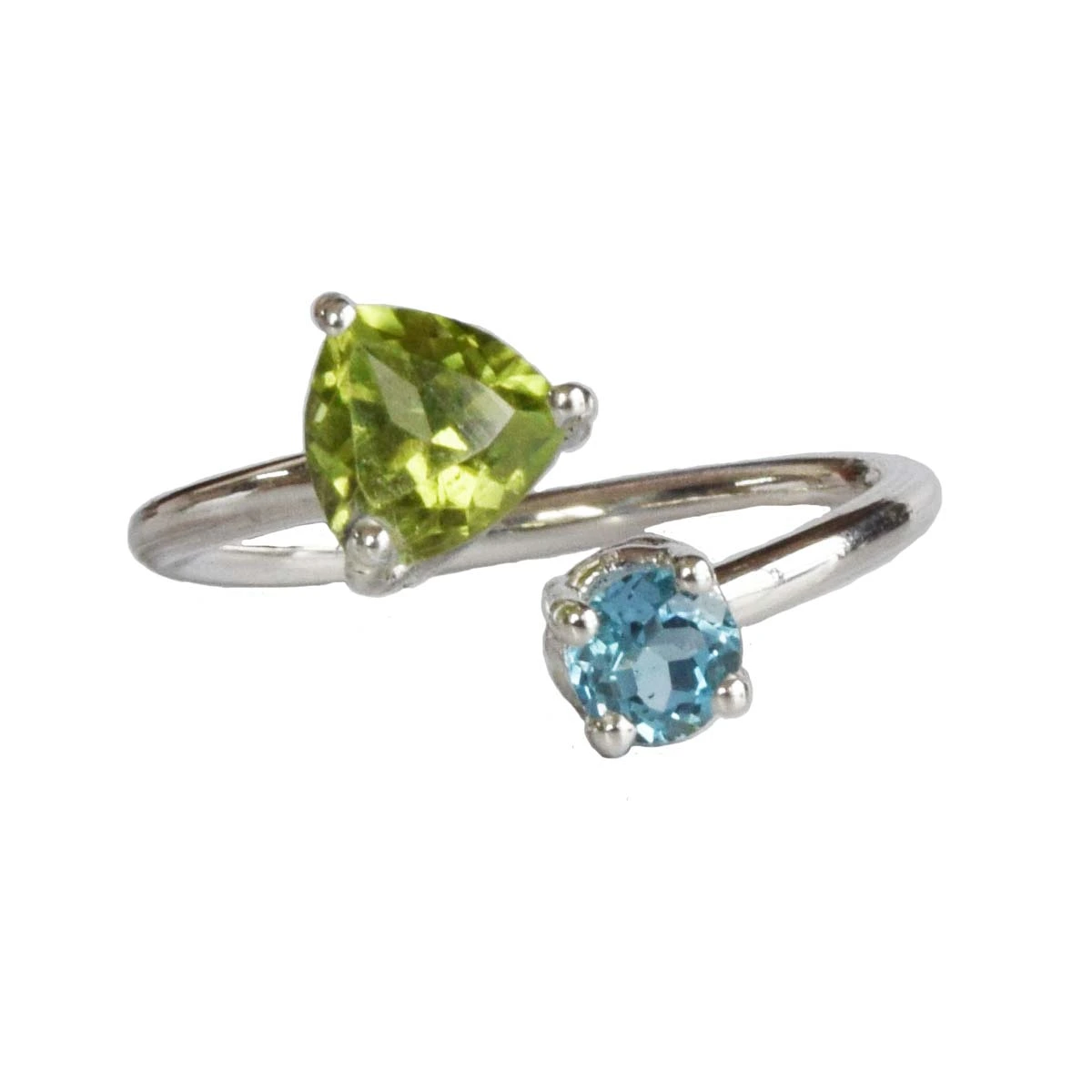 Trillion Green Peridot and Blue Topaz 925 Sterling-Silver Ring for Women (GSR72)