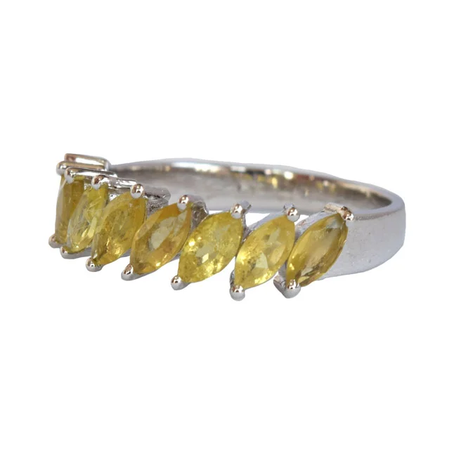 The Essence of Nature: Marquise Yellow Tourmaline Sterling Silver Ring (GSR75)