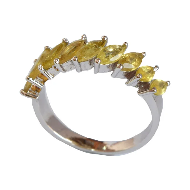 The Essence of Nature: Marquise Yellow Tourmaline Sterling Silver Ring (GSR75)