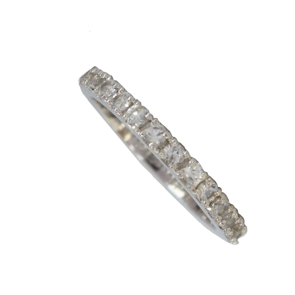A Whisper of Sparkle: Round White Topaz Half Eternity 925 Sterling Silver Ring (GSR84)