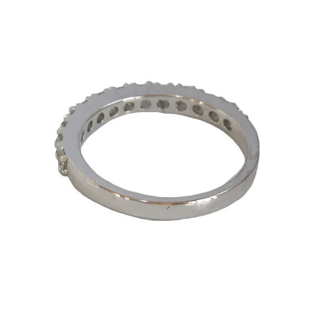 A Whisper of Sparkle: Round White Topaz Half Eternity 925 Sterling Silver Ring (GSR84)