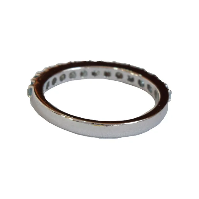 A Wave of Brilliance: Round Blue Topaz Half Eternity 925 Sterling Silver Ring (GSR86)