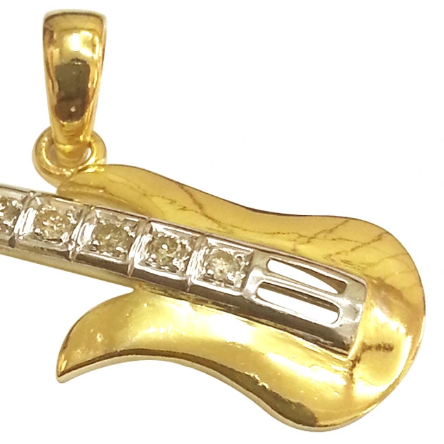 Wear Your Music - Diamond & Silver Guitar Pendant (GUITAR2): The Ultimate Jewelry for Music Lovers