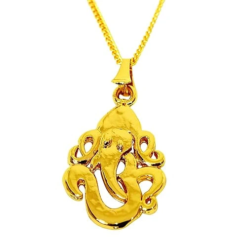 Set of 4 OM and Ganesha Gold Plated Religious Pendant for All with 22 in Chain (H1886)