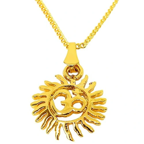 Set of 4 OM and Ganesha Gold Plated Religious Pendant for All with 22 in Chain (H1886)