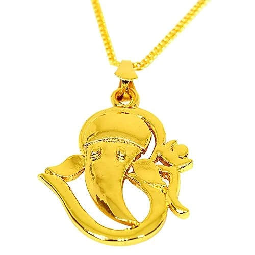 Set of 4 OM and Ganesha Gold Plated Religious Pendant for All with 22 in Chain (H1886)