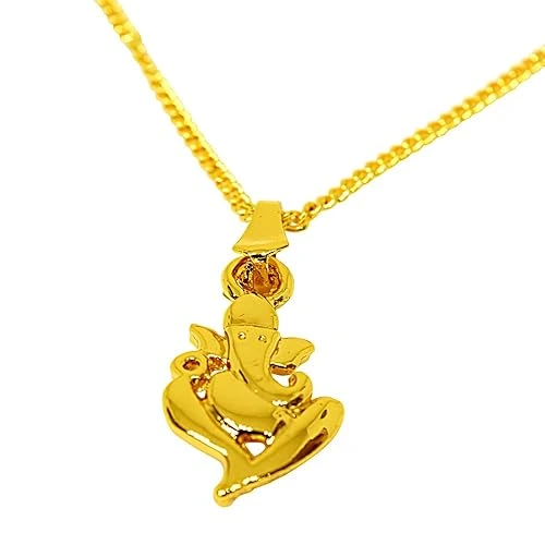Set of 4 OM and Ganesha Gold Plated Religious Pendant for All with 22 in Chain (H1886)